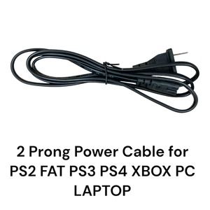 AC Power Cord Cable for PS4 & PS3 PS2 Slim Super Slim XBOX PC 2 Prong LAPTOP PSV